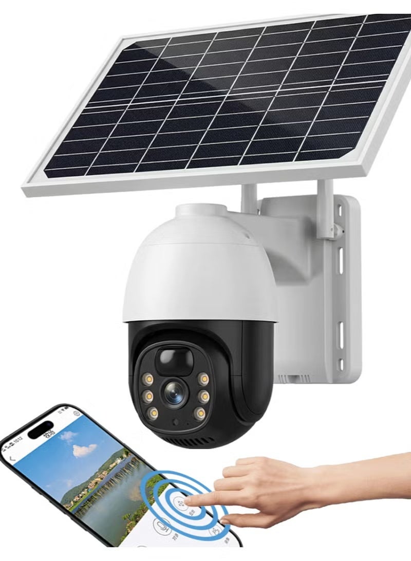 كاميرا أمنية خارجية تعمل بالطاقة الشمسية  كاميرا لاسلكية للمنزل  ألوان كاملة، رؤية ليلية، كاميرا عالية الدقة 5 ميجابكسل كاميرا CCTV مزودة بواي فاي رؤية ليلية IP66 مقاومة للغبار ومقاومة للماء دعم الاتصال الثنائي اكتشاف الأشخاص والمركبات بالذكاء الاصطناعي فتحة لبطاقة Micro SD (حتى 256 جيجابايت) - Image 1